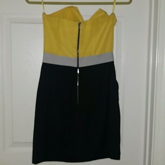 Laila Azhar yellow black strapless Dress Sz 2 NWOT - Picture 4 of 5